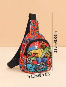 1PC Toddler Dinosaur And Shark Pattern Chest Bag, Adjustable Shoulder Strap One Shoulder Crossbody Bag, Lightweight Comfortable Casual Bag Suitable For Toddler School And Daily Wear - Multicolor - View 3