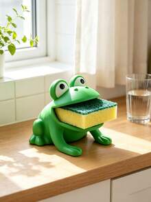 Frog-Shaped Sponge Drain Rack, Kitchen Countertop Dishcloth Storage Holder, Creative Cleaning Tool Organizer, With Drainage Holes For Quick Drying, Mold-Resistant And Easy To Clean, Suitable For Most Sponges/Scouring Pads - Multicolor - View 1