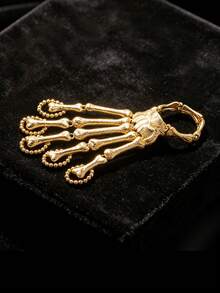 SHEEGIOR Halloween Costume Prop Vintage Distressed Metal Faux Skeleton Ghost Claw Bracelet, Personalized Punk Style Five-Finger Bone Connected Hand Back Bracelet, Dark Subculture Faux Palm Bone Connected Hand Accessory, Suitable For Party, Haunted House, COSPLAY, Dance Outfit Accessory - Metal Faux Bone Claw Bracelet - View 11