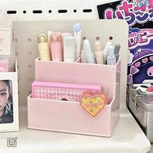 1pc Beige 6-Slot Pen Holder - Minimalist Large Capacity Desktop Storage Box, Suitable For Stationery, Makeup Brushes, Eyeliner Pencils And Other Beauty Tools; Perfect For Back To School, Office Desk And Office Use. - Storage Box - View 8