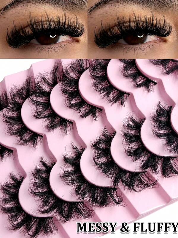 7 Pairs Crossed False Eyelashes, Fluffy Soft Faux Mink False Eyelash, Thick Dramatic Look Lash Suitable For Beginners Messy Lashes Makeup Tools