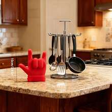 2pcs/Set (Finger Holder & Ear Clip Cover) Kitchen Tool Pot Lid Lifter Anti-Spill Tray Palm-Shaped Ladle Holder Magic Style - Multicolor - View 3