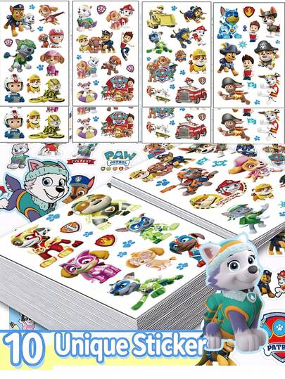 10Pcs/Set Paw Patrol Cool Cute Stickers Decal Decoration Phone Skateboard Luggage Fridge Graffiti Sticker For Party Gift