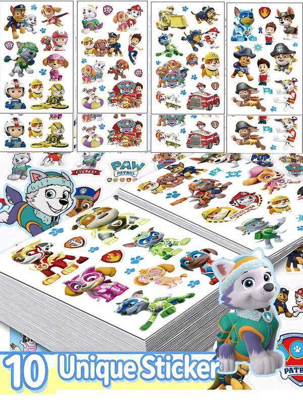 10Pcs/Set Paw Patrol Cool Cute Stickers Decal Decoration Phone Skateboard Luggage Fridge Graffiti Sticker For Party Gift