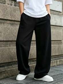 3pcs/Pack Boys' Casual Sports Personalized Wide Leg Straight Long Pants, Spring/Autumn/Winter - Multicolor - View 2