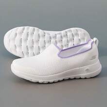 Skechers Women's Openwork Breathable Mesh Cloud Foam Sole Slip-On Cushioned Walking Shoes, Lightweight Sports Shoes - White - View 5