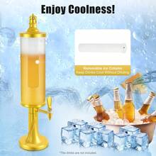 3 Liters Tower Beer Dispenser Beverage Beverage Ice Tube Tap Water Bar Party LED Lights Icicle - - Default - View 4