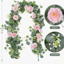 180CM Silk Fabric Money Plant & Baby's Breath Vine, 1pc - Pink - View 9