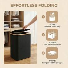 1 Set Foldable Large Capacity Dirty Clothes Basket, Large Capacity Laundry Hamper With Lid, Storage Box With Wheels And Handles, Includes Removable Inner Bag With Lid Storage Container, Foldable Space-Saving Bedroom Wardrobe, Portable Laundry Basket, Clothes Storage Box, Suitable For Home, Bathroom, Washroom, Washing Machine, Clothes Organization And Storage Organizer, Applicable For Back To School Season And Christmas Events - Multicolor - View 6