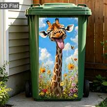 1pc Cool Doberman Dog Trash Can Sticker, Waterproof UV-Resistant Vinyl Trash Can Decal, Hip Hop Fashion Glasses Gold Chain Pet Dog Pattern Outdoor Garden Yard Home Decor, Easy Peel DIY Home Decoration Sticker - Kubin Bucket Sticker - View 7