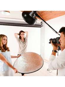 Reflector de fotografía portátil y plegable de doble cara dorado & plateado, disco reflector redondo con bolsa de almacenamiento, reflector de luz de relleno para retratos de estudio & exterior - Ver 5