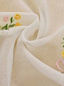 1PC French Country Floral Bellflower Embroidered Sheer Curtain - Semi-Transparent Polyester Sun-Shading Filter, Rod Pocket Design, Suitable For Kitchen, Dining Room And Living Room Decor|Room Decor - White - View 11