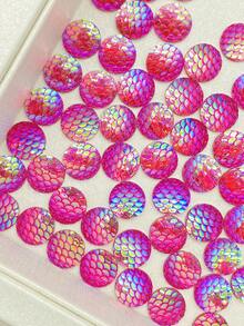 1 Pack 50pcs Round Iridescent Gradient Fish Scale Resin Sequins DIY Clothing Accessories Shoes Hats Bags Hair Accessories - Light Pink AB - View 11