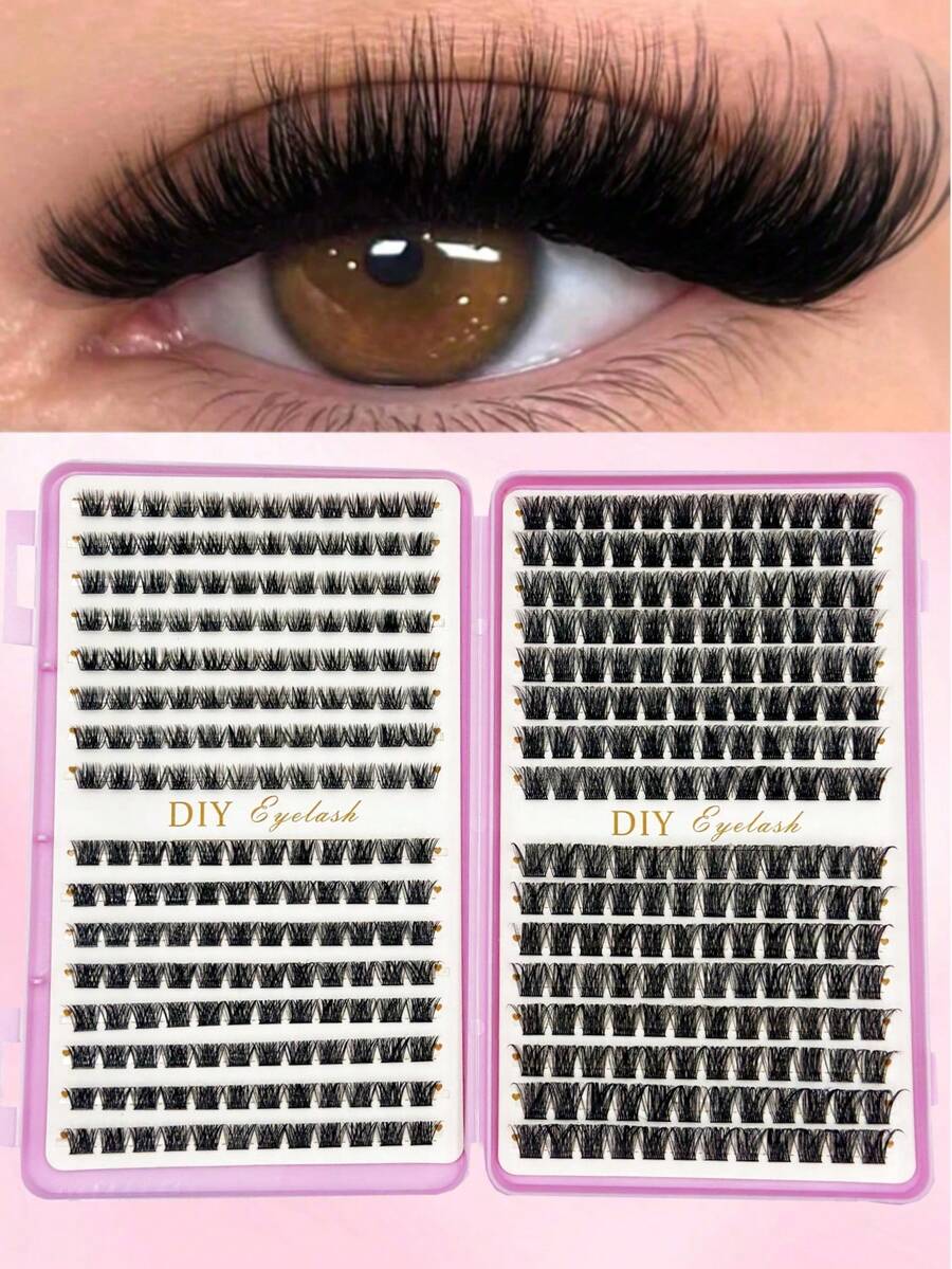 384 Clusters Single Cluster False Eyelashes DIY Lash Extensions Cross Style Lightweight Soft Daily Wear Thin Lash Band Natural Look Cluster False Eyelashes