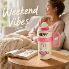 Official Authorized Miffy Cute Style Stainless Steel Insulated Mug With Handle, New Portable Iced Drink Cup, Leak-Proof Thermal Water Cup, Unisex, Outdoor & Daily Use, Cartoon Rabbit Print, 2026 Hot-Selling Ins Limited Edition Practical Style - Multicolor - View 10