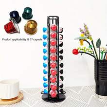 Coffee Capsule Storage, Holds 40 Capsules, Fits 3.8CM Size Coffee Capsules, Rotatable - Multicolor - View 8