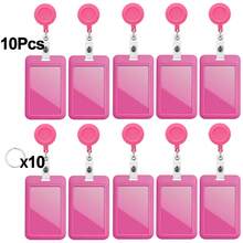 10pcs Solid Color Sliding ID Badge Holders With Retractable Badge Reel, Key Ring, Hard Plastic Badge Holder, Suitable For Office, School ID, Credit Card, RFID Key Card, Driver's License And Pass, Can Be Used For Keys, Key Ring And Keychain, Best Gift For Women And Men - Multicolor 3 - View 15