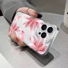 1件 Ins 風格清新木槿花葉素色圖案太空感防滑軟手機殼，適用於 iPhone 11/12/13/14/15/16 Pro Max - 彩色 - 查看 3