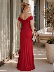 Long Emerald Dress, Blue, Green, Red, Marsala, Rose, Olive + Colors - 紅色 - 查看 3