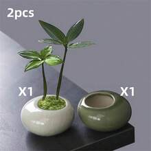 1 pièce Petit pot de fleurs, mini pot de pouce en céramique créatif, pot de fleurs de table d'intérieur de bureau, pot d'Evergreen, petit pot de fleurs de jardin extérieur, pot de plante en pot, pot de fleurs en céramique de décoration de bureau - Pot de fleurs de la taille d'un pouce - Voir 15