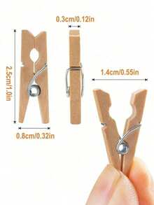 10/30/50/100pcs Mini Wooden Clips, Mini Photo Clips, Natural Wooden Photo Clips, Handmade Decorative Clips, Small Clips, Suitable For Handmade Display, Clothing, Hanging Decorative Photos, Cocktail Party, Wedding Room Decoration - Multiple Styles - View 4