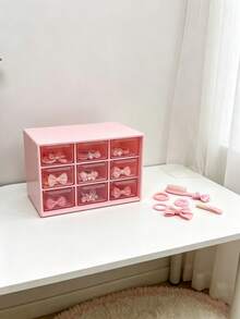 1pc 9-Grid Plastic Desktop Drawer Storage Box, Hair Accessories Organizer, Suitable For Girls Room Decor, Baby Girl Supplies - Multicolor - View 5