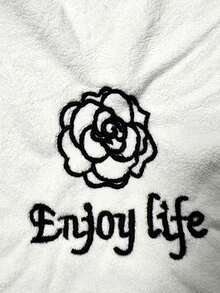 Women's Soft Absorbent Embroidered Large 90*180cm Bath Towel/25*65cm Bath Cap - White - View 2