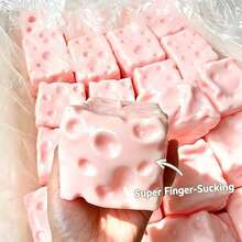 Food Model Squeeze Toy, Pink Square Cheese Block Toy, Slow Rebound TPR Squishy Toy, Creative Party Gift For Holiday Gatherings - Multicolor - View 2