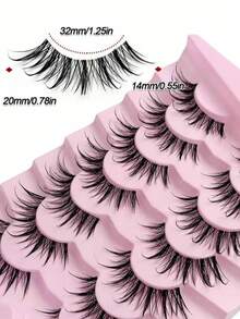 7 Pairs New Wet-Look False Eyelashes, Natural Mink-Like, Fashion Manga Style, Pointed & Voluminous, Suitable For Cosplay Makeup Parties - View 8