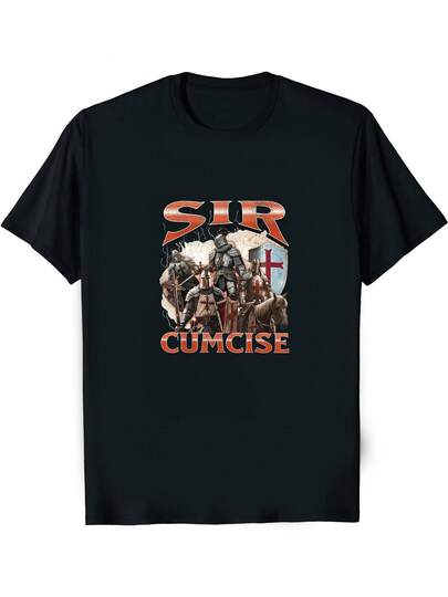 Humorous T-Shirt For Men Featuring A Medieval Knight Meme - Sir Cumcise Design With Armored Warriors - Comfortable Tee Ideal For Costume Events, Renaissance Festivals & Fans Of Dark Humor - Casual Graphic Shirt For Adults, Perfect For Summer Wear