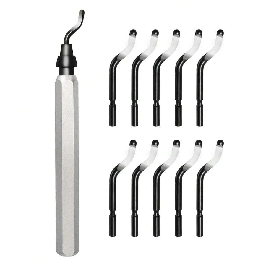 Voltrish 11-Blade Deburring Tool For 3D Printing, Premium High-Speed Steel Blades For Smooth Edge Finishing - Ideal For HVAC, Metal &Amp; Resin &Amp; Professional Conduit Reaming, 3D Printer Accessories - White - View 1
