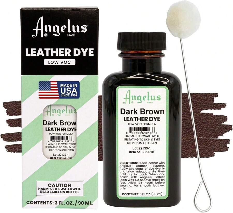 Angelus Leather Dye - Flexible Leather Dye For Shoes, Boots, Bags, Crafts, Furniture, &Amp; More 3oz, Dauber Included (Dark Brown) - Color - View 1