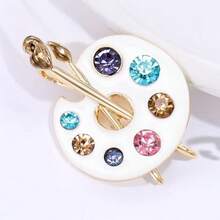 1 pieza Nuevo broche creativo de esmalte con goteo de aceite y strass completo para hombres y mujeres para uso diario - Multicolor - Ver 4