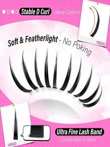 YIDUO Mixed Pointed Fan & Bottom A-Cluster False Eyelashes Set, 5-20mm Mixed Length Faux Mink DIY Segmented False Eyelashes, Lightweight Fluffy Single Lash Extensions, Suitable For Home Makeup - D - View 3