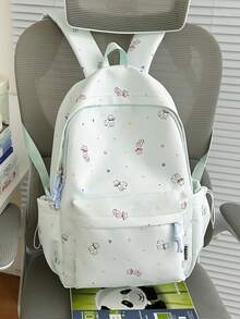 Cute Cat Print Backpack For Women, Large Capacity Student School Bag. Can Hold Textbooks, Insulated Cup, Folding Umbrella, Power Bank, Cosmetics. Suitable For Daily Classes, Library Study, Daily Commute, Moms Out With Kids, One Bag For All Occasions! No Accessories Included. - Multicolor - View 13