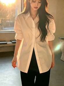 Women's White Shirt New Design Niche Luxury High-End Loose Slouchy Blouse - White - View 4
