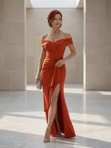 Long Emerald Dress, Blue, Green, Red, Marsala, Rose, Olive + Colors - 紅陶 - 查看 2