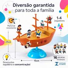 Kit 3 Jogos Brinquedo Infantil Criativo Torre Maluca + Navio Pirata + Pinguim Quebra Gelo Sem Tela - torre + navio p + pinguim m - Visão 6