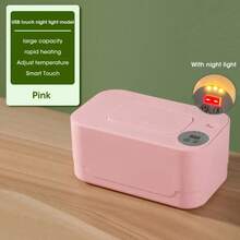 Calentador de Toallitas Húmedas para Bebés con Pantalla LED, Caja Calentadora de Toallitas Húmedas Portátil Recargable por USB, Calentador Eléctrico de Toallitas Húmedas para Casa y Auto - USB rosa - Ver 1