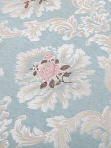 HXARTMIS 1PC Vintage Floral Lace Trim Square Tablecloth, Light Blue Jacquard Pattern Washable Fabric Dining Table Cover, Suitable For Restaurant Kitchen Home Decor - Baby Blue - View 8