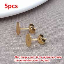 5pcs/Lot Gold Stainless Steel Earring Studs Blank Post Base Pins With Earring Plug Findings Ear Back For DIY Jewelry Making Accessory - Gold - View 16