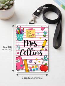 1pc Custom Teacher Name Badge Holder,ID Card Cover With Lanyard,First Of School Gift,Teacher Gift,Teacher Appreciation Gift,Back To School,Luggage Tag - Multicolor - View 3