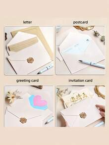 1Set Complete Letter Writing Set – 10 Sheets Of Stationery Paper, 3 Envelopes & 3 Wax Seal Stickers – Ideal Gift For Weddings, Invitations & Personal Notes,Pen Pals,Journaling Enthusiasts - A - View 4