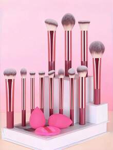Conjunto Profissional de Pincéis de Maquiagem Macios e Fofos, Cerdas Sintéticas de Alta Qualidade Adequadas para Base, Blush, Sombra, Inclui Esponja de Maquiagem, Kit de Ferramentas de Maquiagem Portátil para Rosto Completo, Adequado para Iniciantes, Uso Diário de Maquiagem, Conjunto de Presente de Pincéis de Maquiagem, Formatura, Aniversário, Lembrancinha de Festa, Verão, Praia, Viagem, Spa para Mulheres e Meninas - Multicolorido - Visão 1