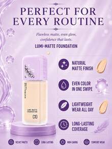 Maybelline Teint Idole Ultra Wear Foundation #C10, ukuran penuh 35ml / sampel 10ml, ringan dan tahan lama, tahan keringat, hasil akhir matte, coverage efektif, cocok untuk warna kulit netral hingga natural. - #C10 - View 11