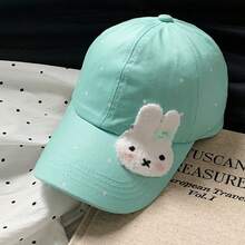 1pc New Cute Rabbit Polka Dot Mint Green Baseball Cap For Women, Spring/Summer Versatile Wide Brim Face-Slimming Sun Protection Baseball Cap - Multicolor - View 11