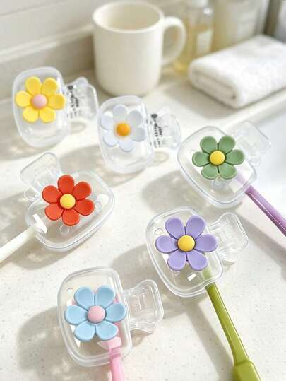Portable Sunflower-Shaped Toothbrush Cover, Travel Toothbrush Storage Box, Portable Toothbrush Head Protector Clip, Toothbrush Holder, Toothbrush Protective Sleeve, Protects Toothbrush Head, Portable Design, Convenient To Carry, Transparent White With Sunflower Pattern. Suitable For Home, Bathroom, Dorm, Hotel, Apartment And Other Places, Also Can Be Used As Convenient Travel Supplies To Protect Toothbrush Head.