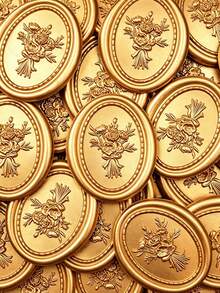 25pcs/Pack 3D Embossed Floral Self-Adhesive Wax Seal Stickers For Gifts, Wedding Invitation Envelopes - Brown - Bouquet - Brown - View 2