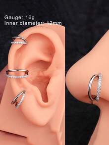 1 pezzo Anello nasale rotondo con cerniera, gioiello per setto in oro, orecchino in acciaio inossidabile con zirconi incastonati lateralmente per cartilagine, orecchini in oro da donna, set di orecchini mini per piercing cartilagine orecchio, orecchini rotondi/anelli nasali stile Y2K, adatti per piercing orecchio, naso, labbra, gioielli per il corpo unisex. Piercing nasale. Adatto per vacanze estive, attività quotidiane, feste, Ringraziamento, feste di compleanno, ballo in bar, San Valentino, Pasqua, Ognissanti, stagione scolastica, regalo di compleanno per fidanzata/fidanzato/genitori - Come mostrato nella foto - Visualizzare 3