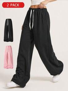 2pcs Women's Soft Comfortable Breathable Running Fitness Sports Casual Sweatpants, Spring/Summer Fall - Multicolor - View 3